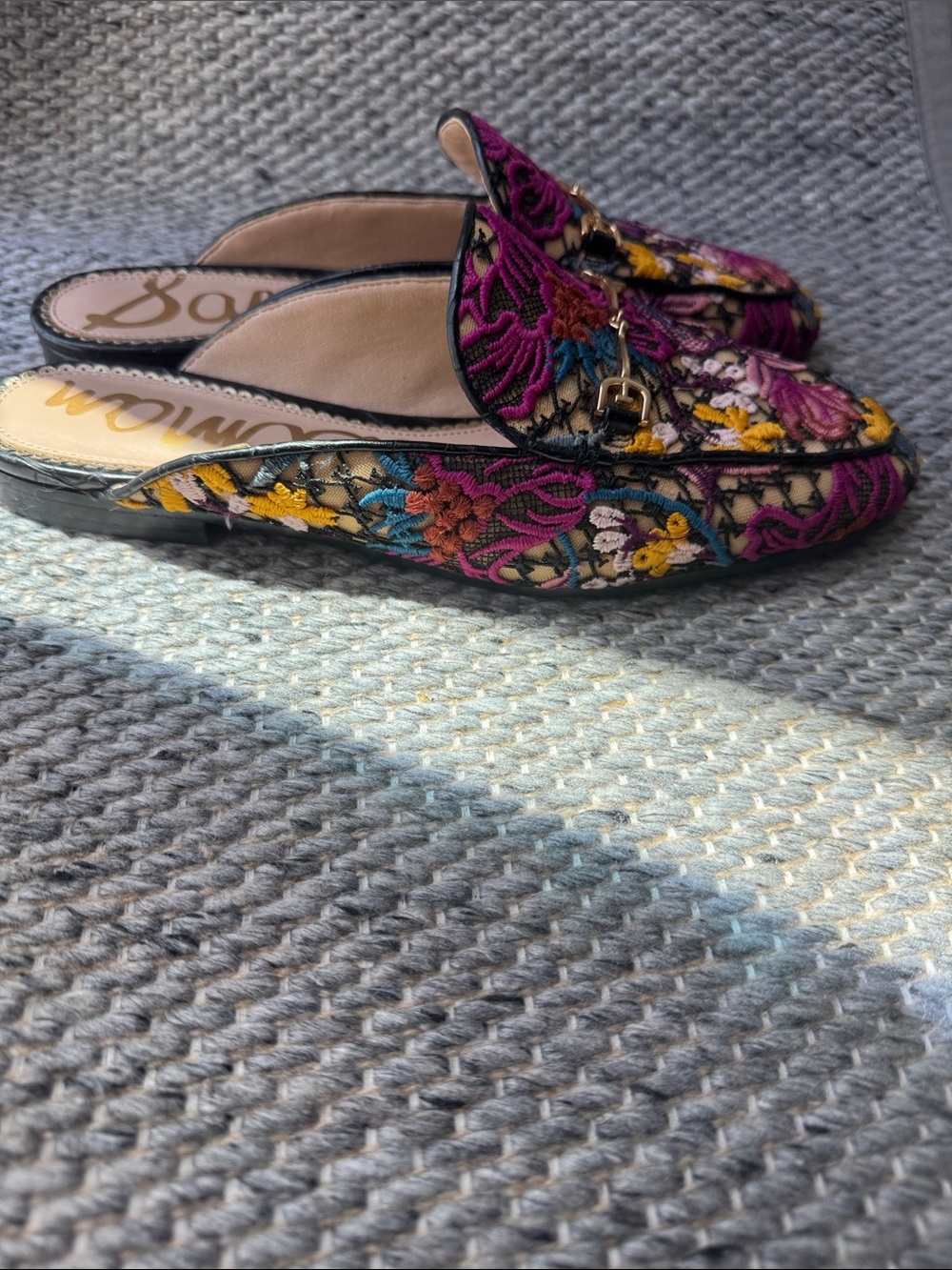 Sam Edelman Linnie Embroidered Floral and Lace Slip-On Mules EUC Sz 9 Multicolor - Picture 5 of 16